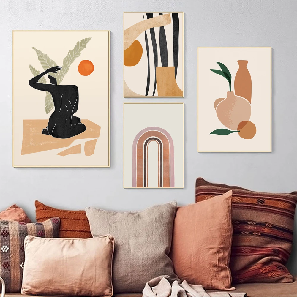 

Scandinavia Nordic Abstract Geometric Canvas Posters Prints Vintage Art Painting Character Sketches Wall Picture For Home Decor
