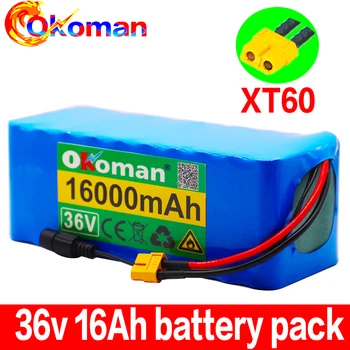 

36V 10S4P 16Ah 500W high capacity 42V 18650 lithium battery pack 16000mAh electric bicycle scooter with BMS XT60 Plug