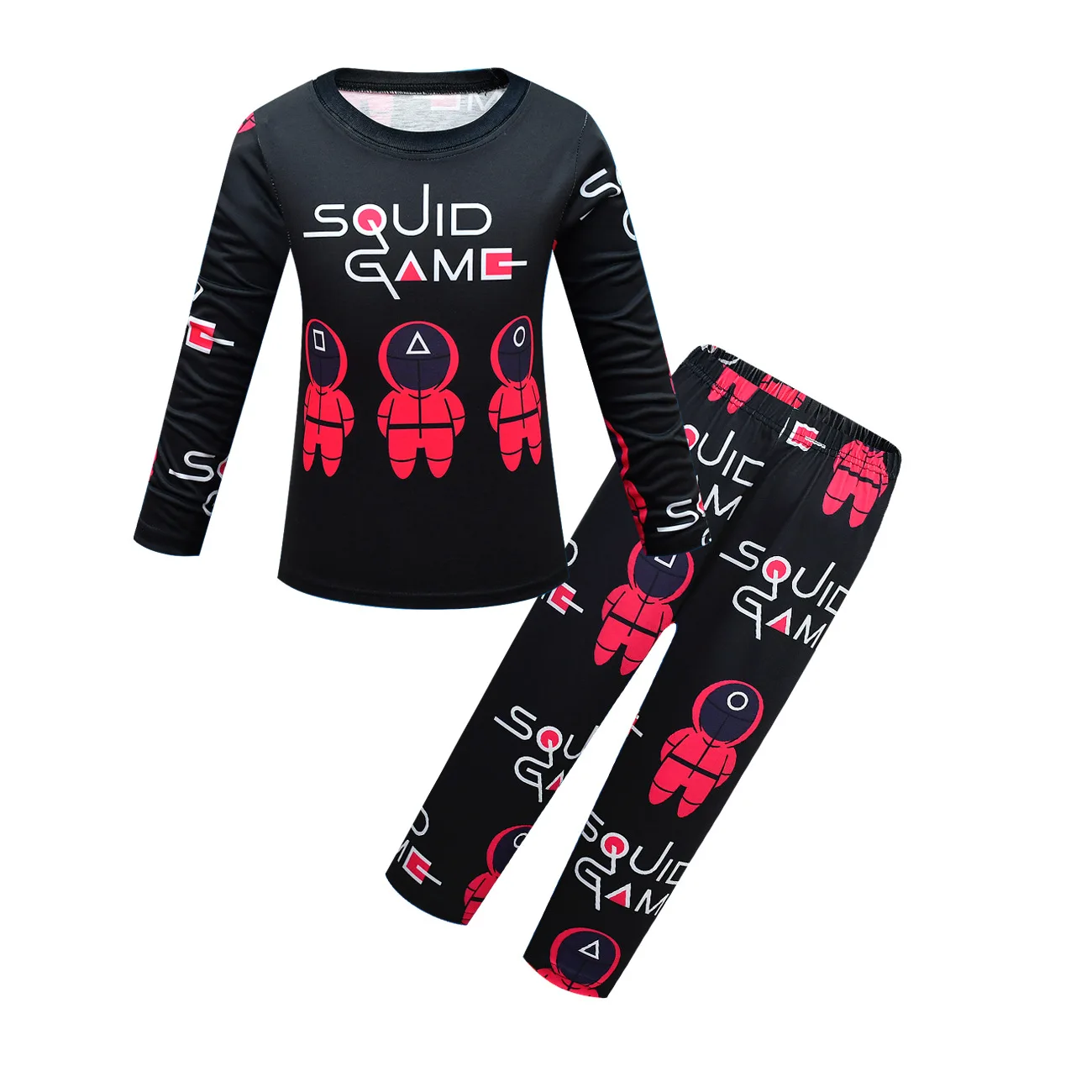 Long T-shirt + Pants Squid Game Kids Pajamas Boys Girls Clothes Sets Long Sleeve Pyjamas Big Children Autumn Home Wear Sleepwear pajama sets baby boy