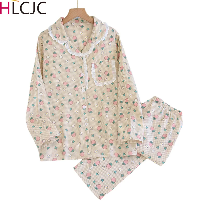 

Новинка лета 2022, женская пижама, штаны с длинным рукавом и цветочным принтом, женская пижама для дома, Женская хлопковая марлевая Пижама для женщин