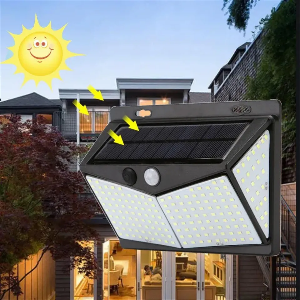 100/114 LED Solar Light Outdoor Waterproof Solar Powered Lamp PIR Motion Sensor Street Light for Garden Decoration 3 Modes led solar lights Solar Lamps