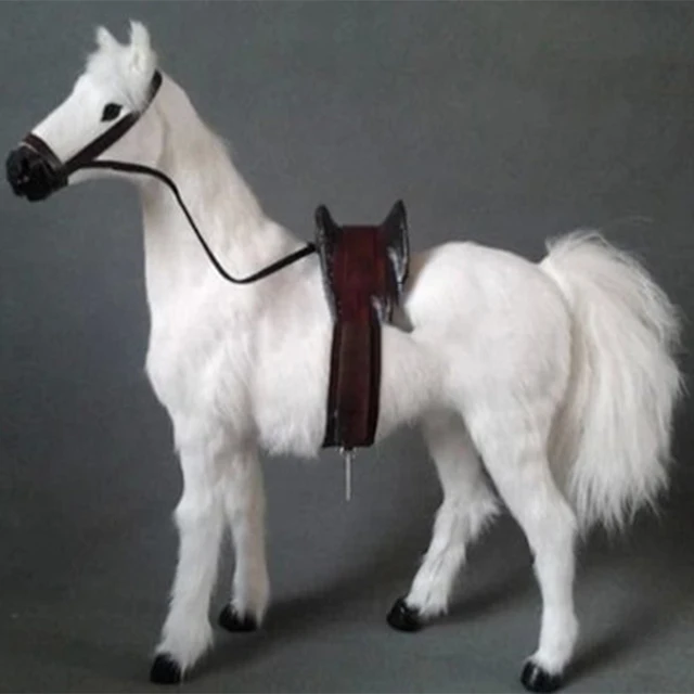 Horse With Saddle Soldier War Horses Cortex Stuffed Plush Toy Simulation Artificial Animal Doll Crafts Home Decor Model Toys