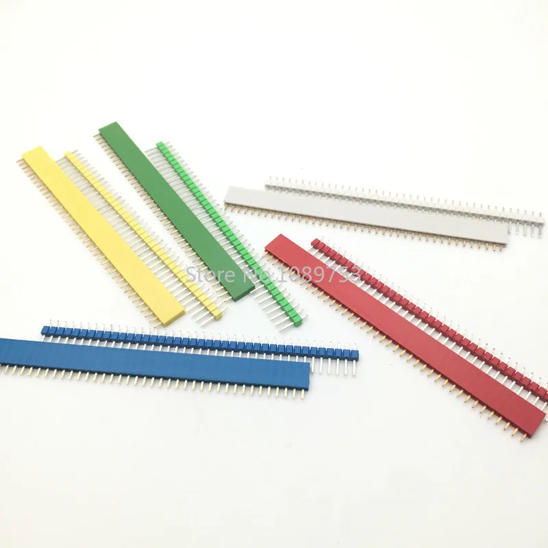 10 пар 40 Pin 1x40 Однорядный мужской женский 2,54 красный желтый синий белый зеленый штыревой разъем PCB JST Соединительная полоса для Arduino
