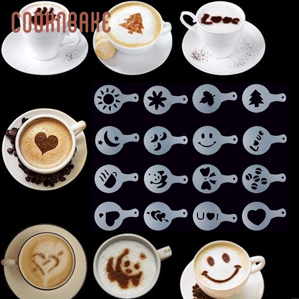 COOKNBAKE 16 шт. трафарет для кофе молочный подарок кекс распылительная форма Кофе