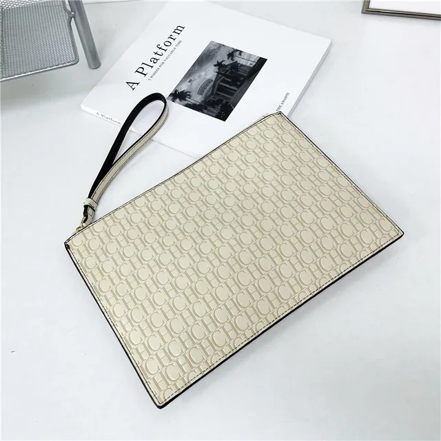 2021 New Luxury Brand CH Clutch Unisex High-quality CH Letter Pattern Clutch luxury envelope leather business clutch purse Two khaki