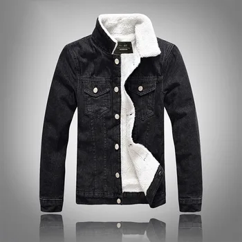 

2020 Trend Korean Version of The Denim Jacket Black Large Size Thick Lamb Men Plus Velvet Denim Shirt