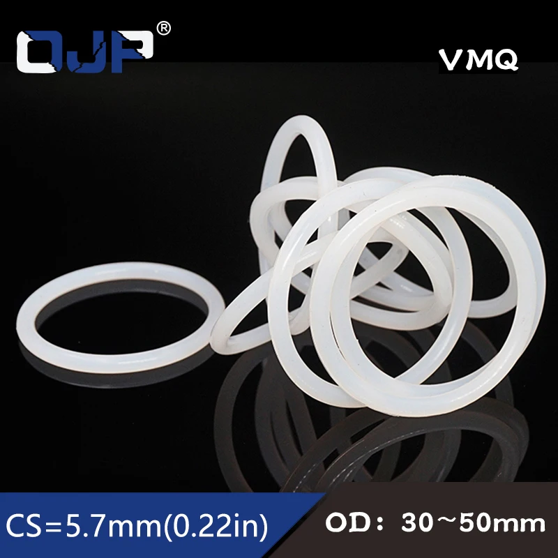 5 шт./лот Белый силиконовый силикон/VMQ Oring 7 мм толщина 30/35/40/45/50 резиновые