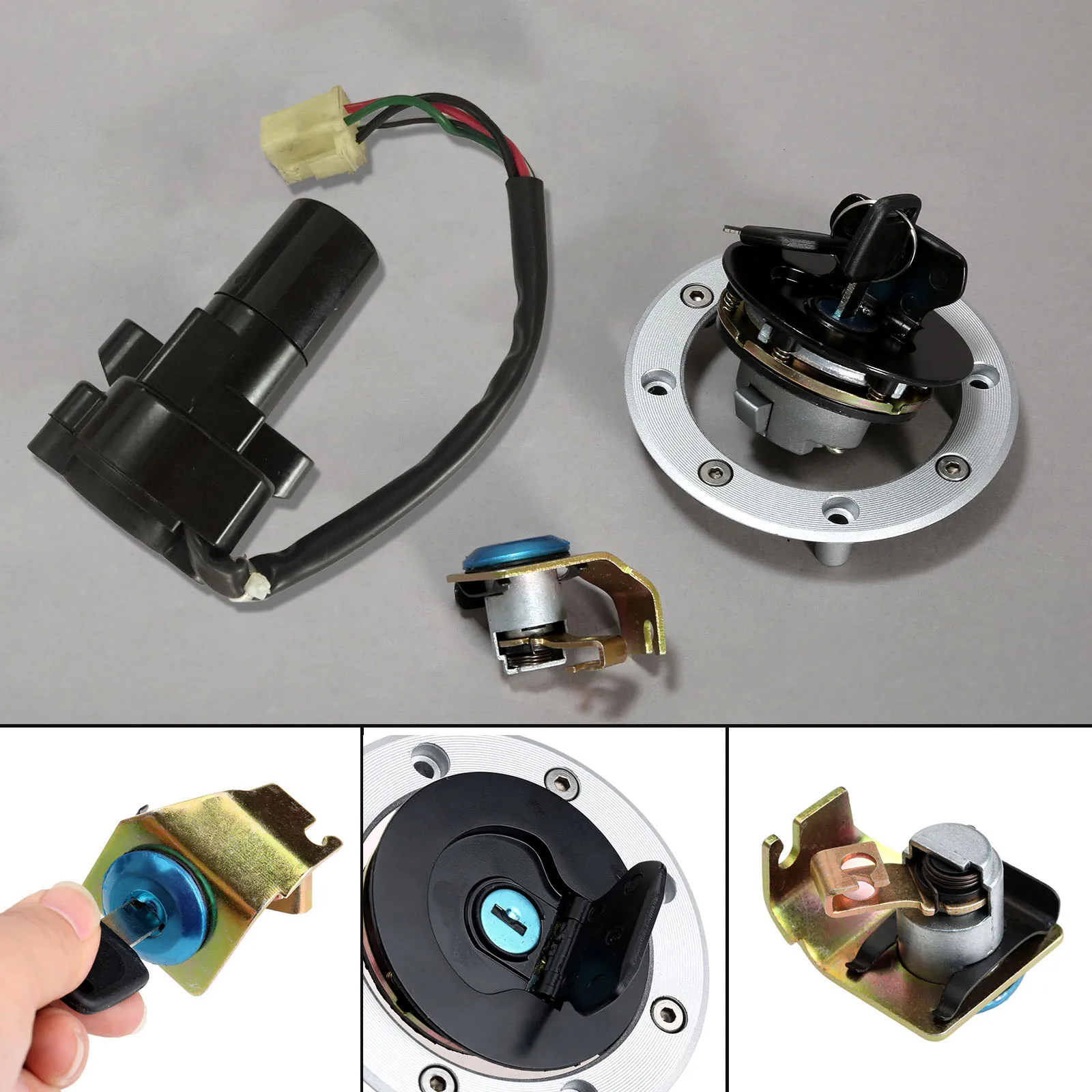 Tampa de Assento Chave de Bloqueio com Bloqueio Interruptor de Ignição para Suzuki Alumínio Moto Ignition Mudar Gás Combustível Conjunto Gs500 2001 -2020 Cap