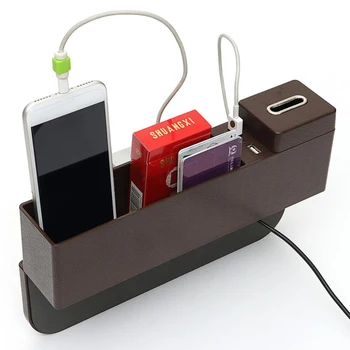 

Car Seat Gap Crevice Storage Box Phone Coin Pocket Holder Organizer Brown