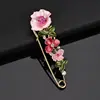 Elegant Pin Rhinestone Jewelry 3 Colors Flower Enamel Brooch Women Cardigan Scarf Dress Clothes Simple Lapel Pin Accessories ► Photo 2/6