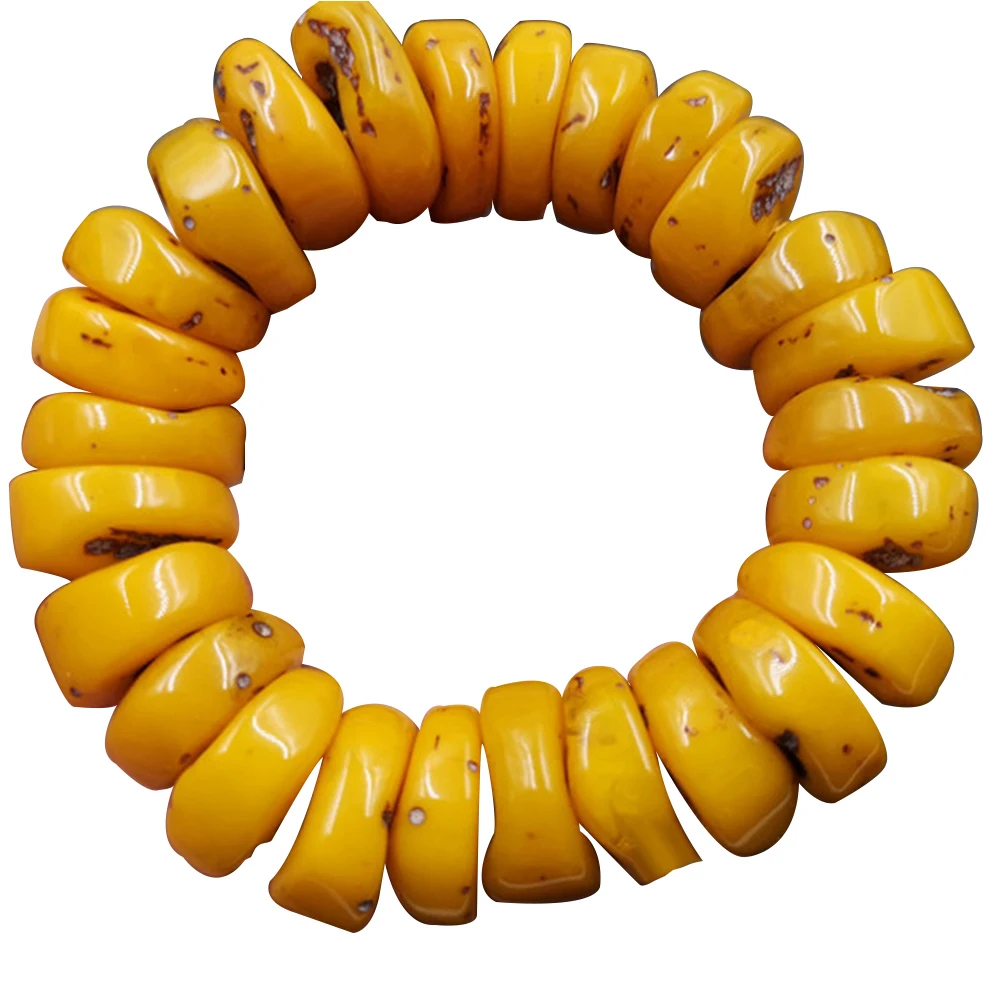 Beaded Bracelet Natural Amber Beeswax Old Stone Hand Jewelry