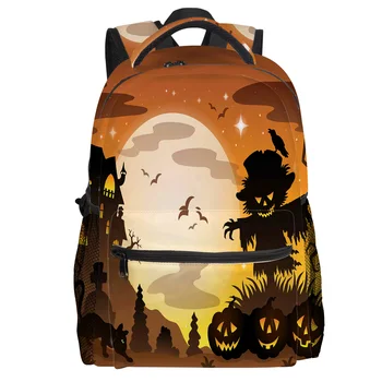 

Halloween Blessing Backpack College Students Wear Resistance Laptop Backpack Book Bag Casual Sports Bags School Bag