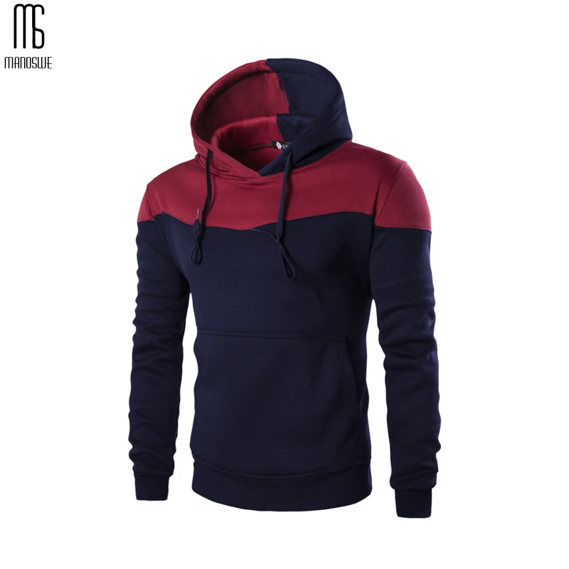 

Manoswe Casual Patchwork Stitching Slim Hooded Shirt Spring Autumn Pocket Oversize Sweatshirt Jacket Coat Male Sport Tracksuit