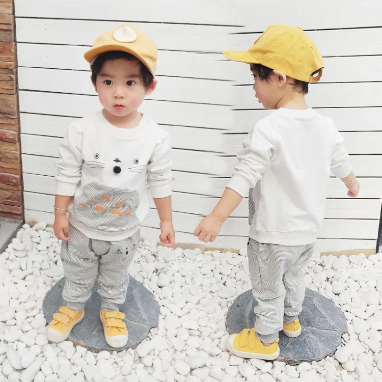 

BOY'S Totoro Set 2019 Spring New Style Childrenswear Korean-style Boy Casual Two-Piece Set Children Long Sleeve Spring Clothing