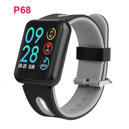 p68 silica black P68 P69 Смарт-часы IP68 водонепроницаемый монитор сердечного ритма умный Браслет кровяное давление Смарт-часы для Apple samsung Android часы - Цвет: p68 silica black