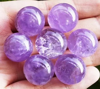 

YM 327 3pcs NATURAL AMETHYST QUARTZ CRYSTAL SPHERE BALL HEALING