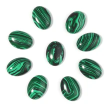 

10pcs Natural Stone Oval Flatback 10x14/13x18/18x25mm Malachite Cabochon For DIY Jewelry Making Earring/Barcelet Accessories