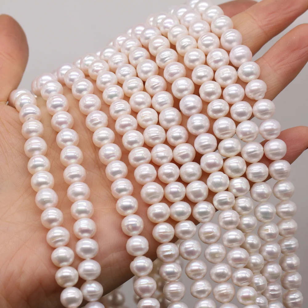 8-9mm AAA 100% Natural Freshwater Pearls Round Beads Real Pearls for DIY Charms Bracelet Necklace Jewelry Making Strand 36cm