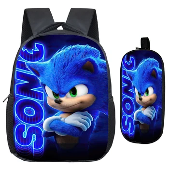 

New Flim Mochila Bookbag Sonic Mini Backpack Morral School Bags for Girls Boy Toddler Small Kids Backpack with Pencil Case