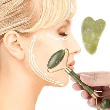 Анти-средство против морщин массажер для лица подтяжки лица нефритовый ролик нефритовый массажер Мода натуральный для женщин мужчин лица