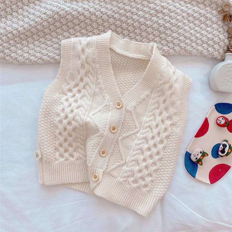 fleece coats Spring 2021 Fashion Sweaters Vest Kids Boys Girls Cotton Yarn Sleeveless Loose Waistcoat Cardigan nice winter coats