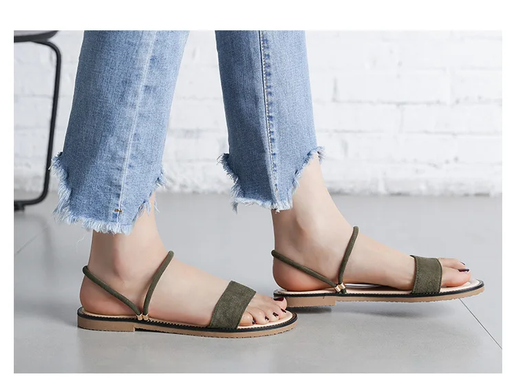 

815 qiu shang Bohemian Sandals Women's Summer Students Versatile Rome Simple Flat Double Purpose CHIC Beach Slippers