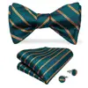 Adjustable Bowties Self Bow Tie Men's Silk Christmas Men Classic Teal Green Wedding Party Bow Ties Hanky Cufflinks Set DiBanGu ► Photo 2/6