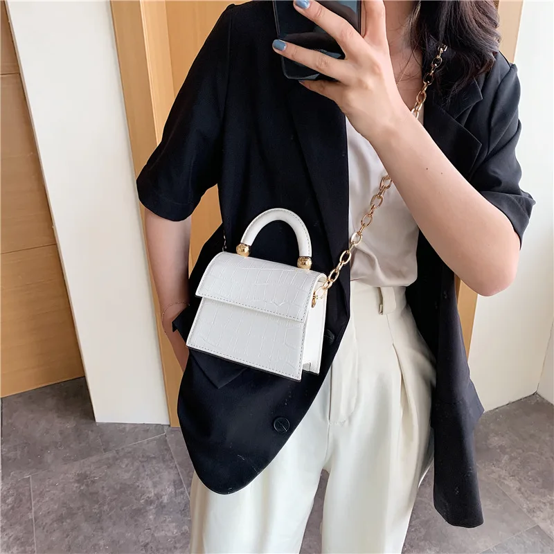 Bolsos cruzados de cuero con estampado de piedra para mujer, carteras y monederos de diseño con cadena, Mini bolsas de hombro, solapas pequeñas para mujer AliExpress