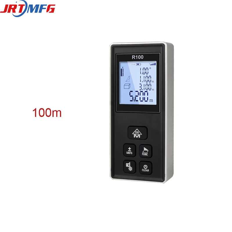 JRTMFG Measuring Tape Distance Meter 100m Rangefinder Laser Measurer Digital Electronic Trena Mini