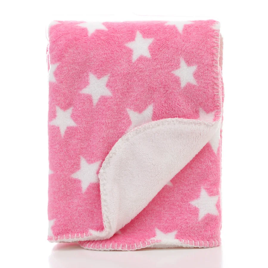 Pink Big Star Толстая зимняя теплая одежда; коралловый флис; детское одеяло 75*100 см пеленки для новорожденных Обёрточная бумага набор постельных принадлежностей, одеяло для детей с начесом до колена Одеяло офисные Применение - Цвет: Pink Big Star
