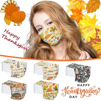 

50pc Thanksgiving face Mask For Adult Tie-dye Gradient Printed Disposable Mask Маска 3-layer Filter Masks Windproof Mascarillas