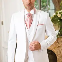 Новое поступление Свадебные костюмы для мужчин Официальный Мужской костюм остроконечные лацканы Свадебные смокинги Groom мужской костюм(куртка+ брюки+ жилет+ галстук
