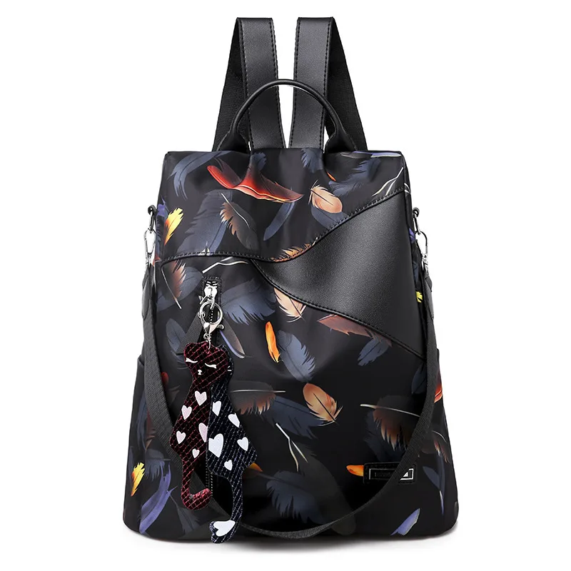 

Anti-Theft Backpack Women's New Style Korean-style Printed Contrast Color Oxford Cloth College School Bag Outdoor Casual Travel
