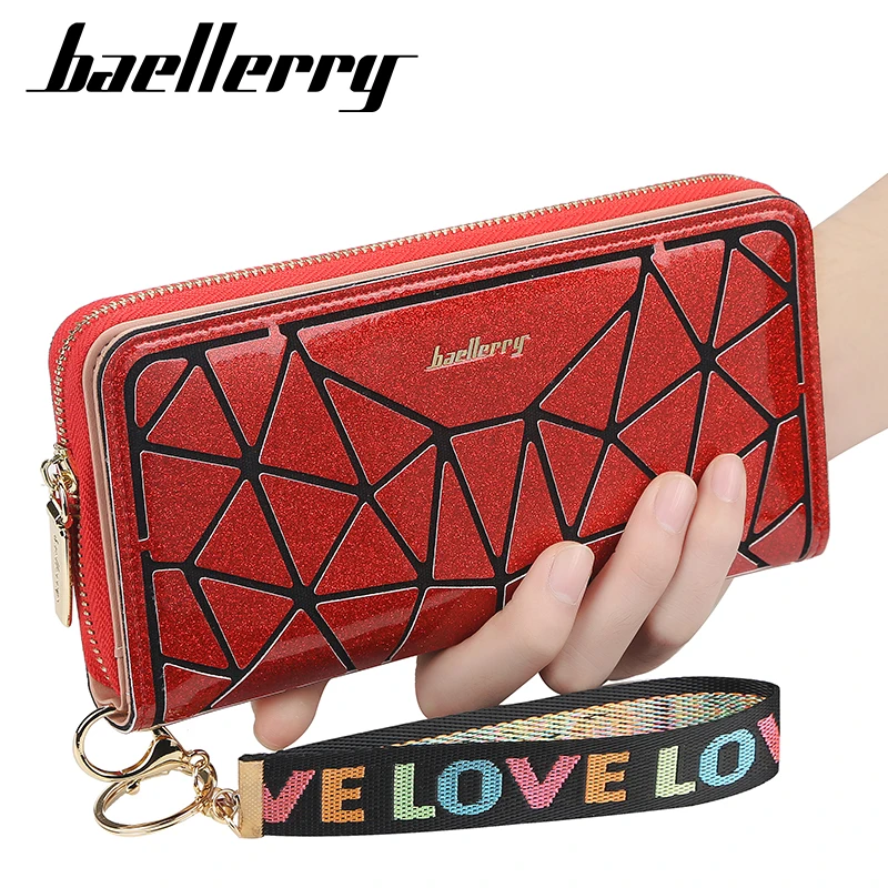 

Baellerry Fahion Designer Wallet Leather Red Womens Wallets and Purses Housekeeper Phone Leather Card Holder Money Purse