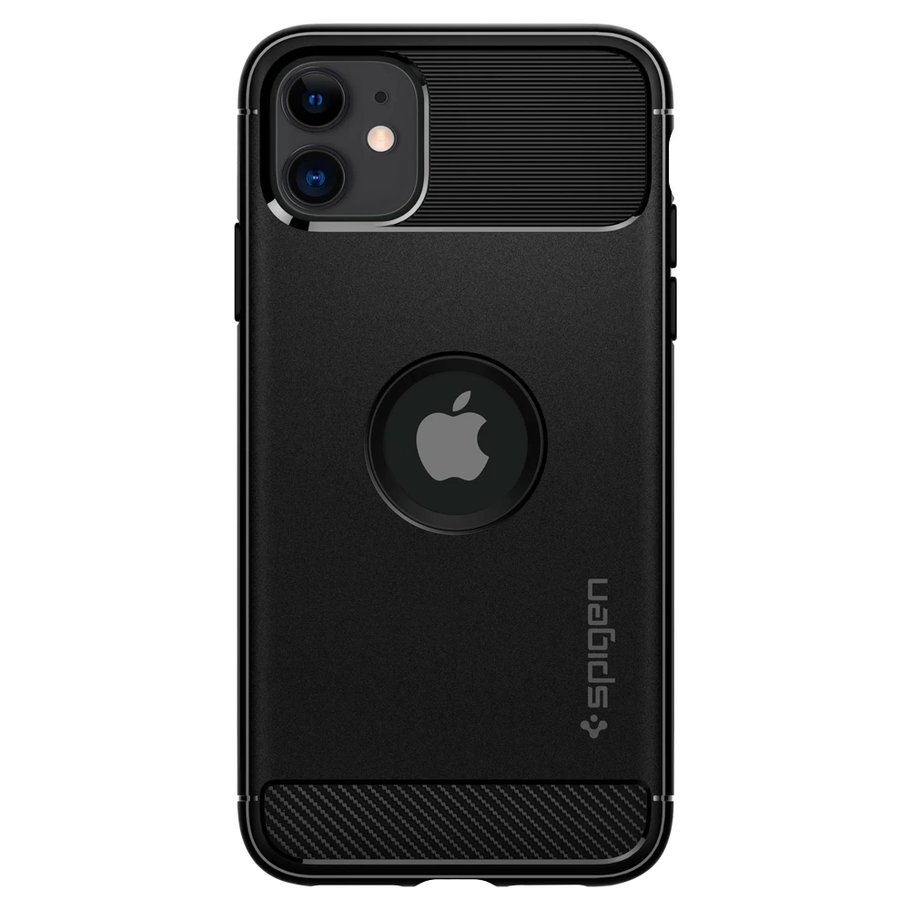 Spigen прочная Броня серия MIL-STD сопротивление падению гибкий, мягкий, полиуретановый матовый черный чехол для iPhone 11 - Цвет: Matte Black