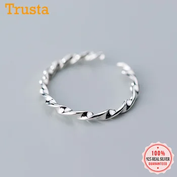 

Trustdavis Real 925 Sterling Silver Fashion Minimalist Twist Opening Rings For Women Wedding Party Fine S925 Jewelry Gift DA1295
