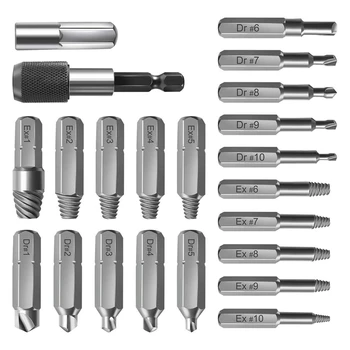 

22 Pcs Broken Screw Extractor with Extension Bit Holder and Socket Adapter for Broken Screw or Bolt Stripped Removal