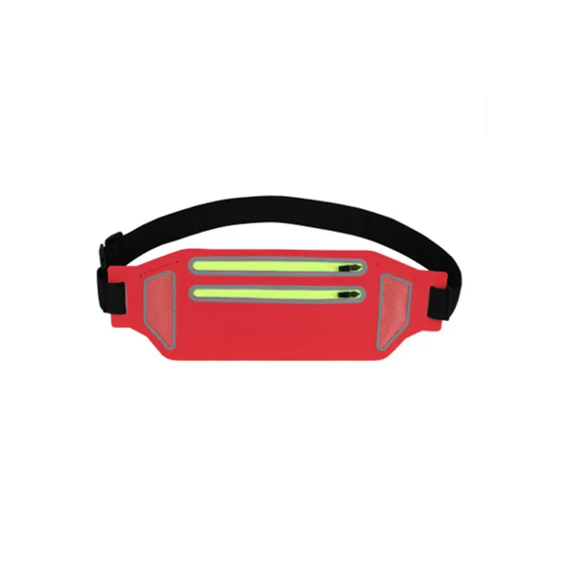 Спортивная тонкая невидимая поясная сумка с двойной молнией, лайкра, напряжение, фитнес, для бега, для мобильного телефона, водонепроницаемая, для мужчин и женщин - Цвет: Красный цвет