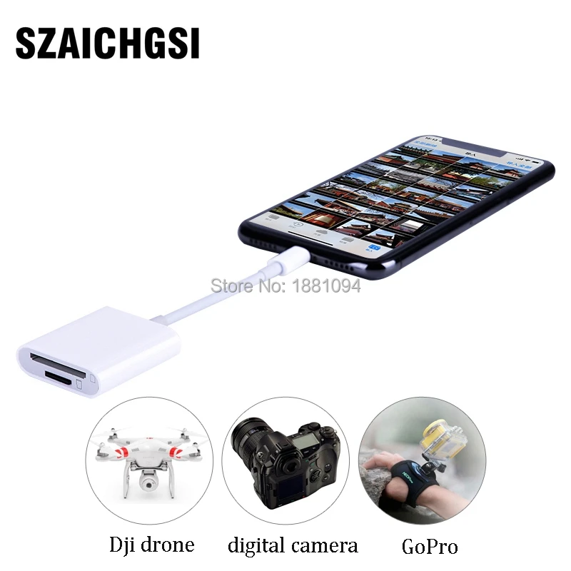 

10pcs/lot SD TF Card Reader for iPad Memory Cards Reader Adapter for iPhone Camera OTG Data Cable Digital Kit