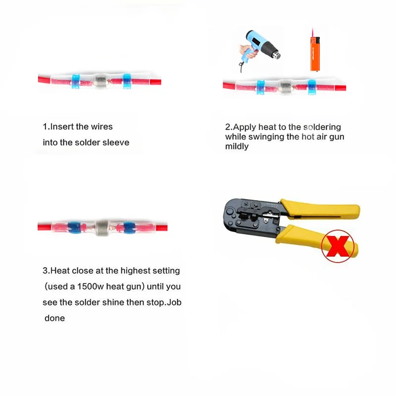 20/50PCS Waterproof Solder Seal Sleeve Splice Terminals Heat Shrink Electrical Wire Connector Butt Connector Insulated Soldering solder seal wire connectors