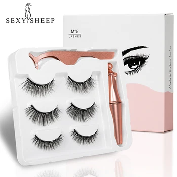 

3D Mink Fake Eyelash Magnet Eyeliner Magnetic Eyelashes Mink Fake Eyelash Waterproof Long Lasting Eyelash Extension