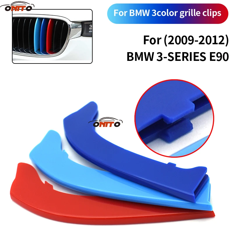 

3 Colors Front Grille Clips Covers For bmw 3 series E90 2009-2012 Car Decoration ABS Stripe Clip Decal Sticker Covers