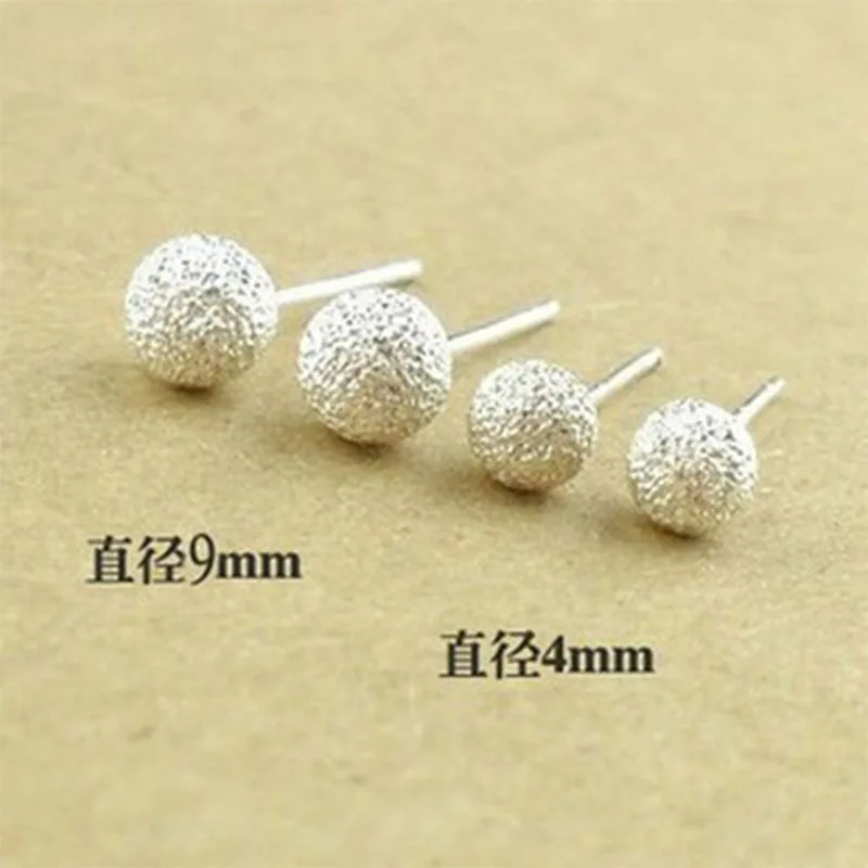 

2019 New Fashion Simple Silver Frosted Ball Small Matte Stud Earrings for Women Ear Piercing Jewelry Party Gift Wholesale WD448