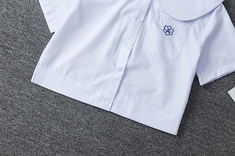 Японская школьная форма для девочек, белая рубашка с коротким рукавом, школьное платье Jk, костюм моряка, топы с милым карманом и вышивкой, Рабочая форма