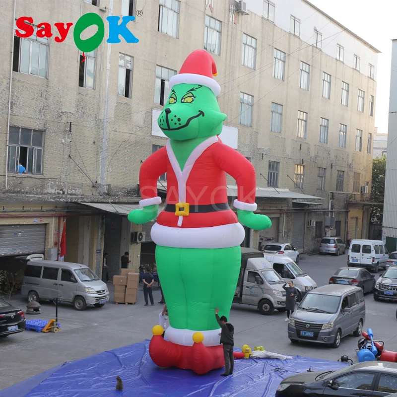 Надувной Рождественский Grinch as Santa 10 футов и 28 футов высокий Рождественский Декор с белым светильник для магазина