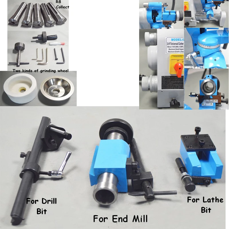 CE 110V U3 R8 Collets Universal Cutter Grinder Drill Sharpener Sharpening Machine for End Mill Twist Drill Cutter Grinding Tool 3