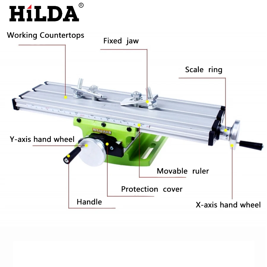 

HILDA Miniature Precision Multifunction Milling Machine Bench Drill Vise Fixture Worktable X Y- Adjustment Coordinate Table