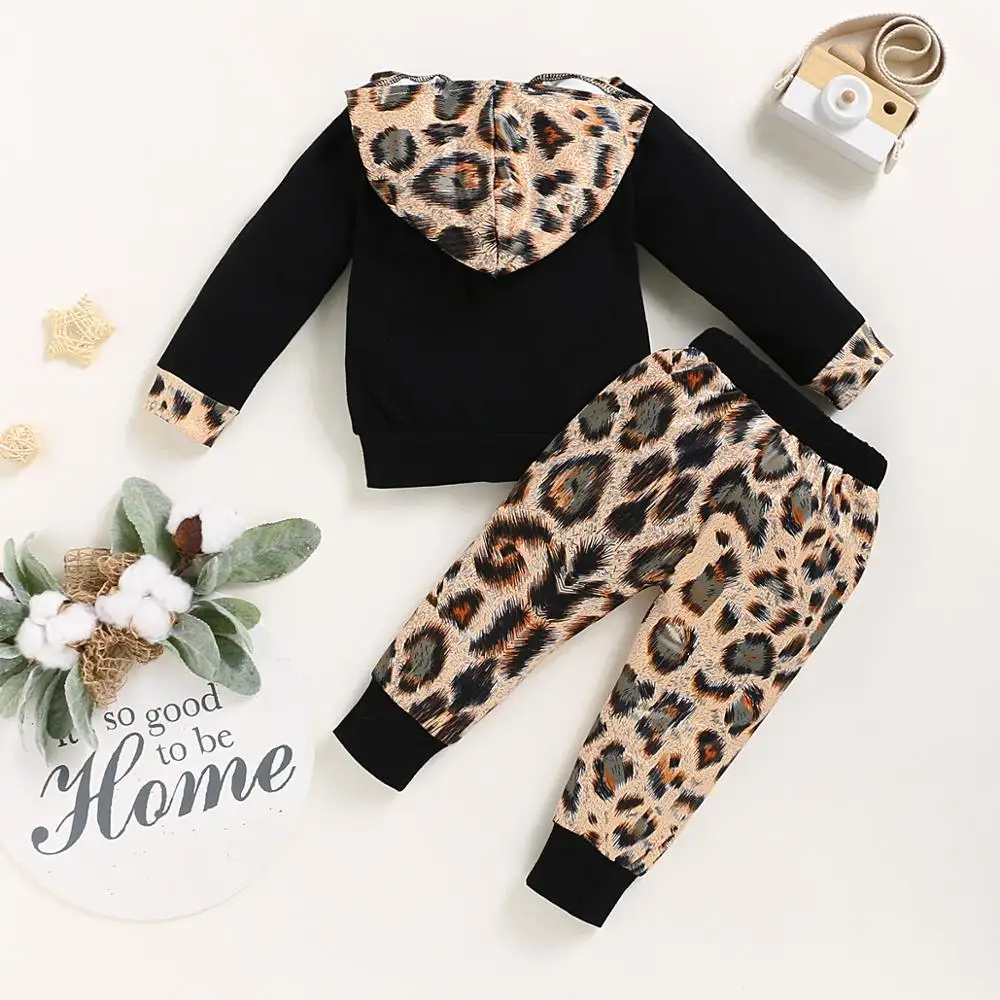 Baby Clothes Sets Fashion Leopard Print Newborn Boys Girls Sport Suits Spring Autumn Kids Bebes 2pcs Outfits Long Sleeve Costume