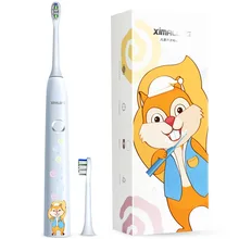 Мультфильм Mute IPX7 Водонепроницаемая usb зарядка зубная щетка детская защита зубов электрическая зубная щетка с двумя щеточными головками