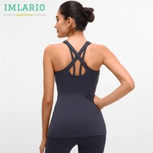 Imlario компрессионная одежда для йоги майка без рукавов Женская универсальная спортивная футболка эластичный спортивный топ с подкладом
